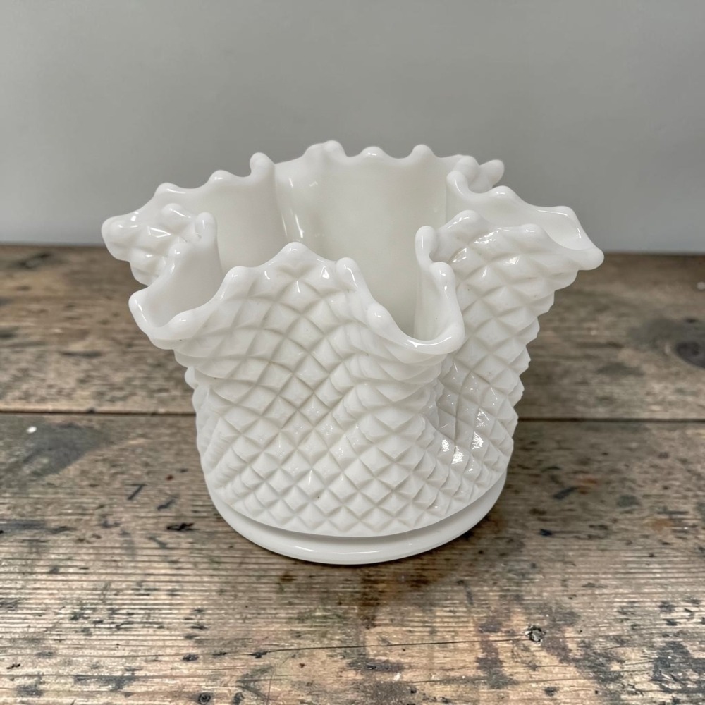 vintage Westmoreland milk glass English Hobnail handkerchief Vase